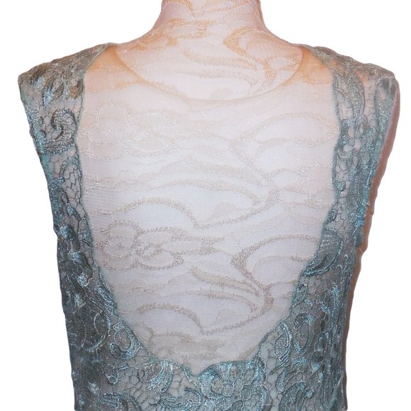 Maxi Dress NEW Lace Mint Green Formal Gown Prom Special Occasion - Picture 3 of 6